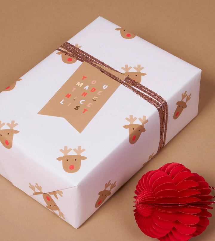 Gift Wrap Roll - Rudolph 3m - Toffee