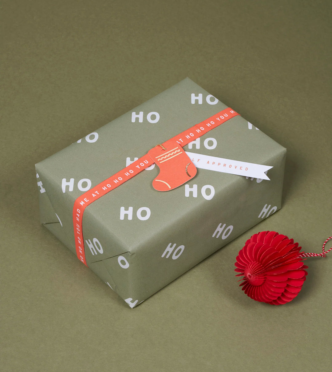 Gift Wrap Roll 3m - Ho Ho Ho - Pine Green