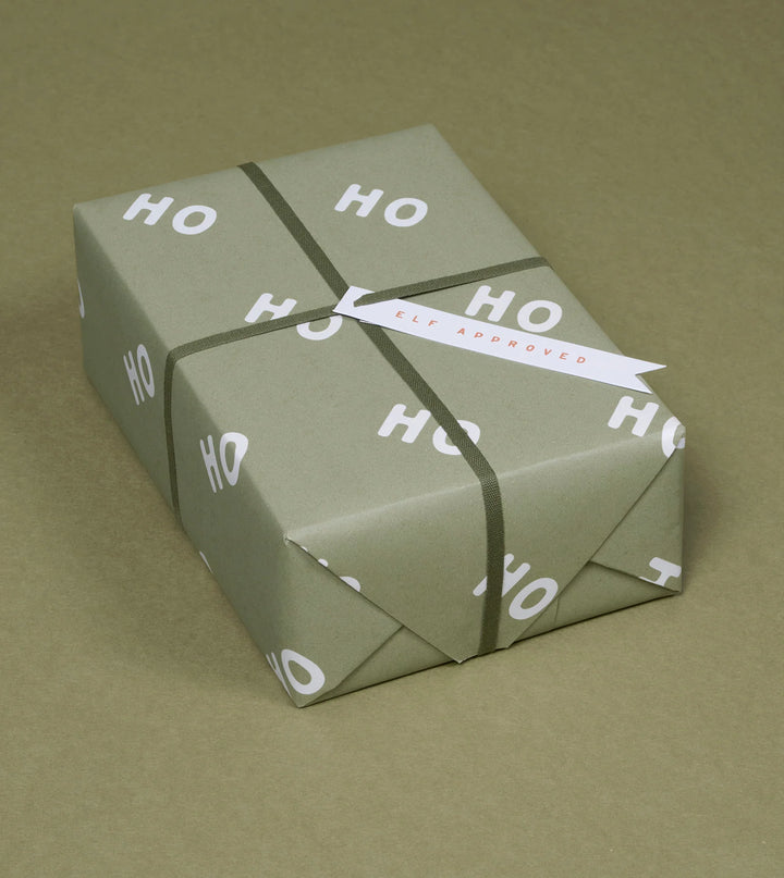 Gift Wrap Roll 3m - Ho Ho Ho - Pine Green