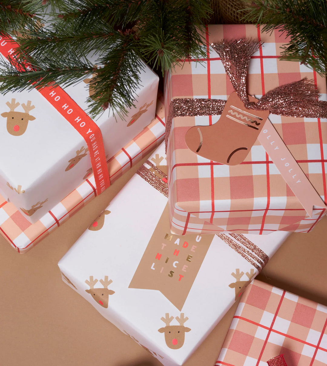 Gift Wrap Roll - Rudolph 3m - Toffee