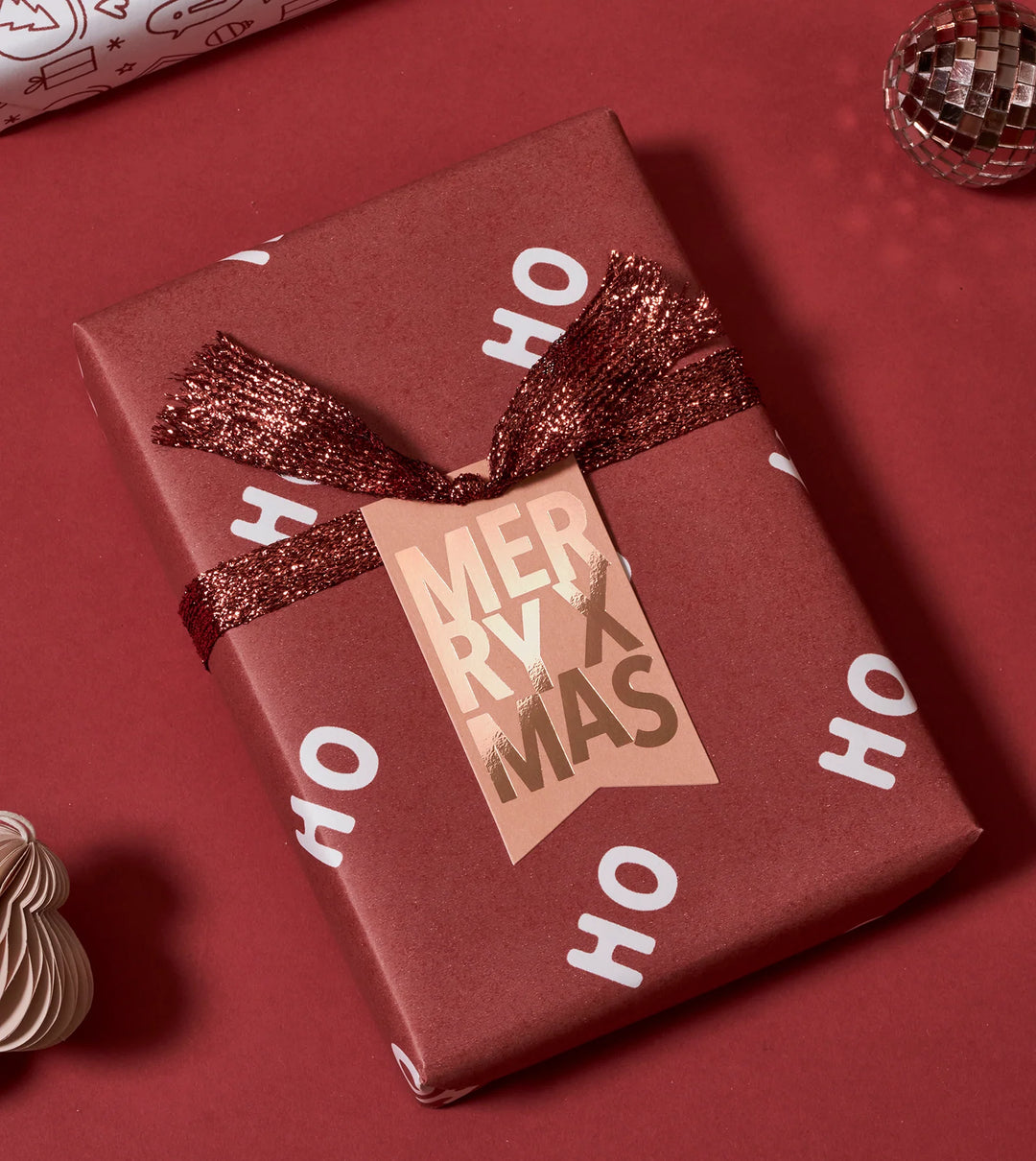 Gift Wrap Roll 3m - Ho Ho Ho - Mulled Wine