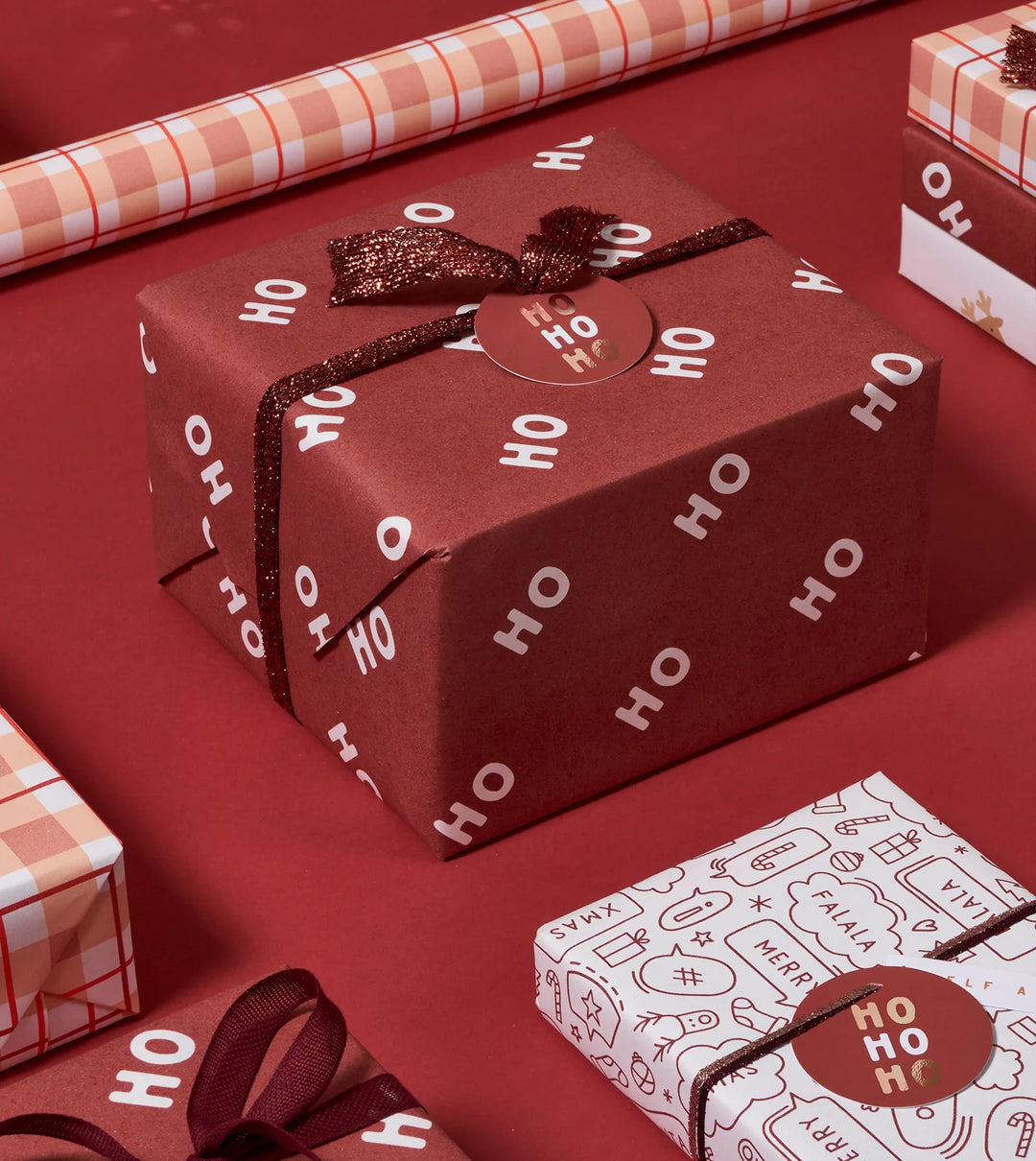Gift Wrap Roll 3m - Ho Ho Ho - Mulled Wine