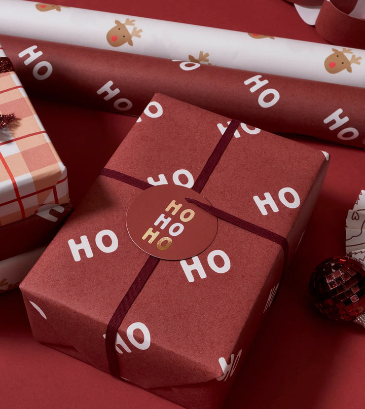 Gift Wrap Roll 3m - Ho Ho Ho - Mulled Wine