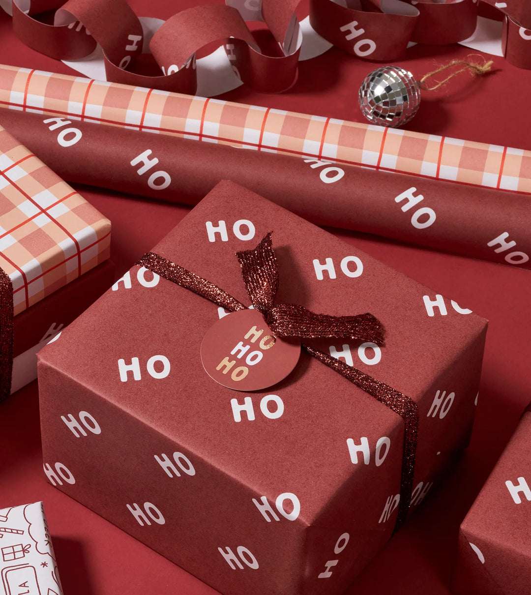 Gift Wrap Roll 3m - Ho Ho Ho - Mulled Wine