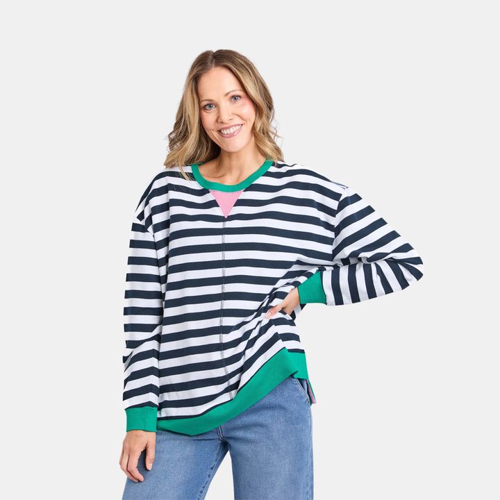 Elm Knitwear | Maps Crew - Navy | Shut the Front Door