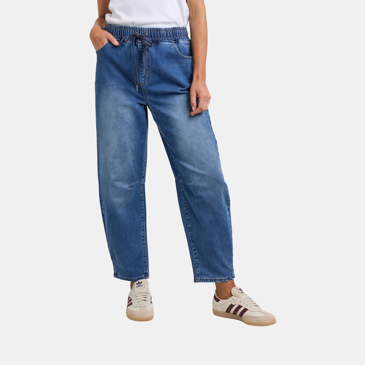 Elm Knitwear | Marta Barrel Jogger - Mid Wash | Shut the Front Door