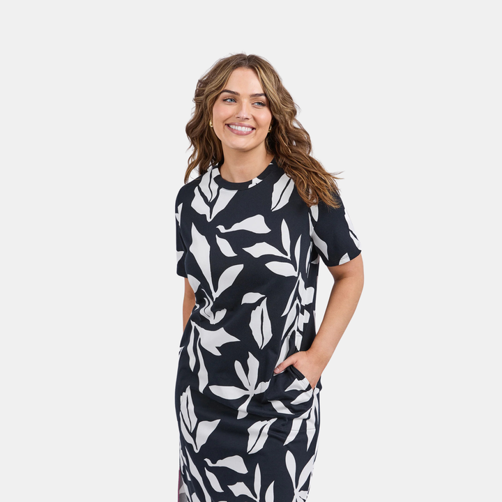 Elm Knitwear | Mimosa Tee Dress - Print Black | Shut the Front Door