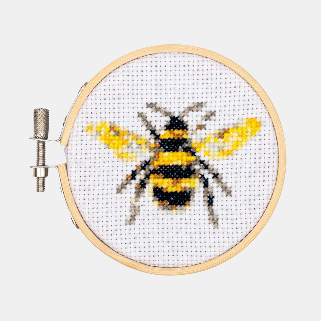 Kikkerland | Mini Cross Stitch Kit - Bee | Shut the Front Door