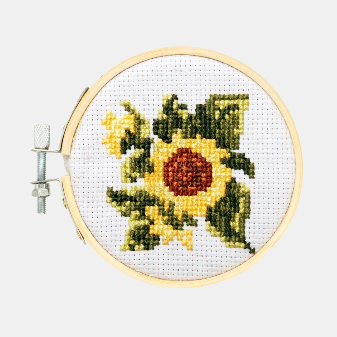 Kikkerland | Mini Cross Stitch Kit - Sunflower | Shut the Front Door