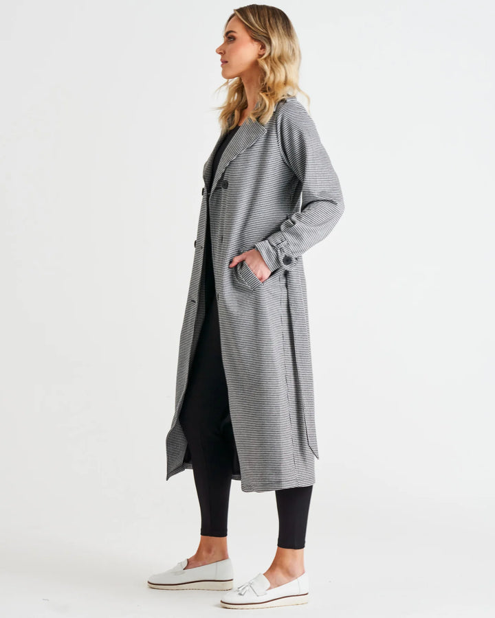 Betty Basics | Ponte Trench Coat - Black Houndstooth | Shut the Front Door