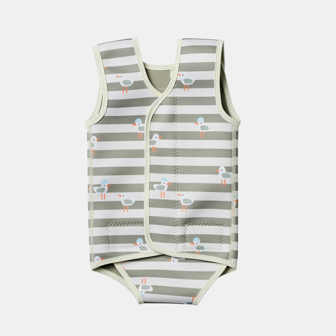 Sunnylife | Natural Rubber Baby Wetsuit Sammy the Seagull Green Stripe | Shut the Front Door