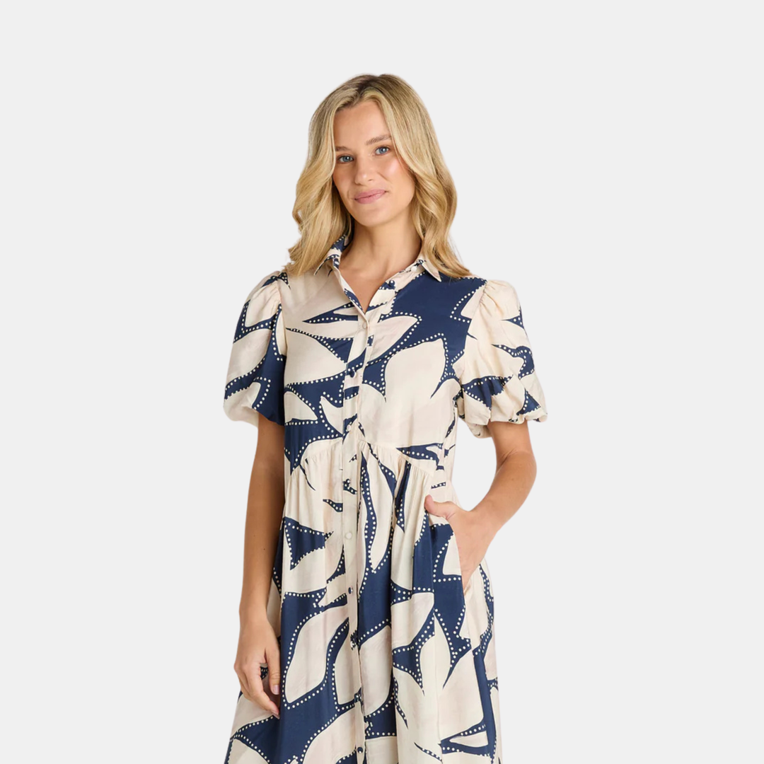 Betty Basics | Nova Shirt Dress - Floral Print Navy | Shut the Front Door