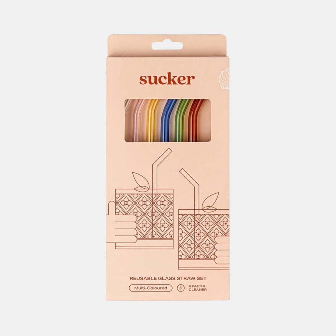 Sucker | Reuseable Glass Drinking Straws - Multi Colour | Shut the Front Door