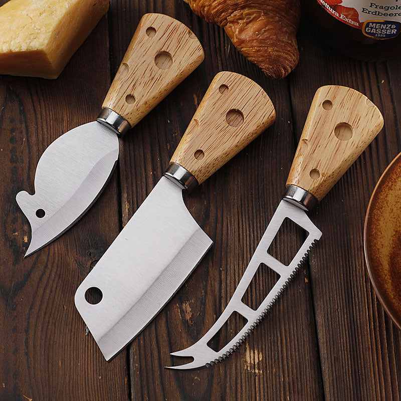 Keaton Cheese Shaped Knife Set - Silver