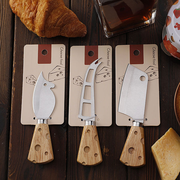 Keaton Cheese Shaped Knife Set - Silver