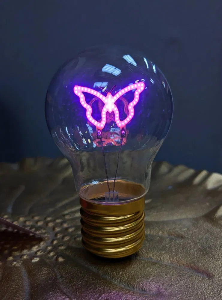 Stellar Haus | Pink Butterfly Lightbulb Lamp USB Recharge | Shut the Front Door