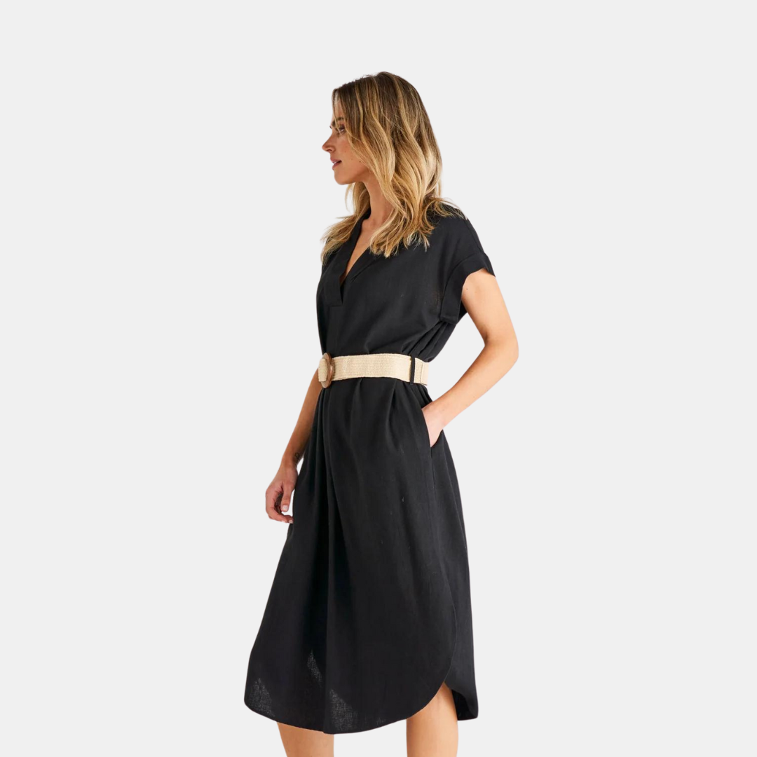 Betty Basics | Roma Linen Dress - Black | Shut the Front Door