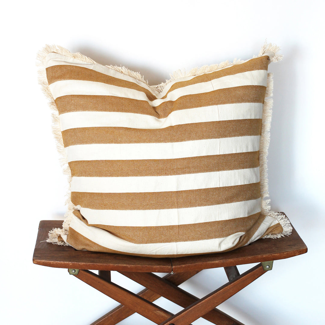 Raine & Humble | Bold Stripe Cushion - Golden Yellow | Shut the Front Door