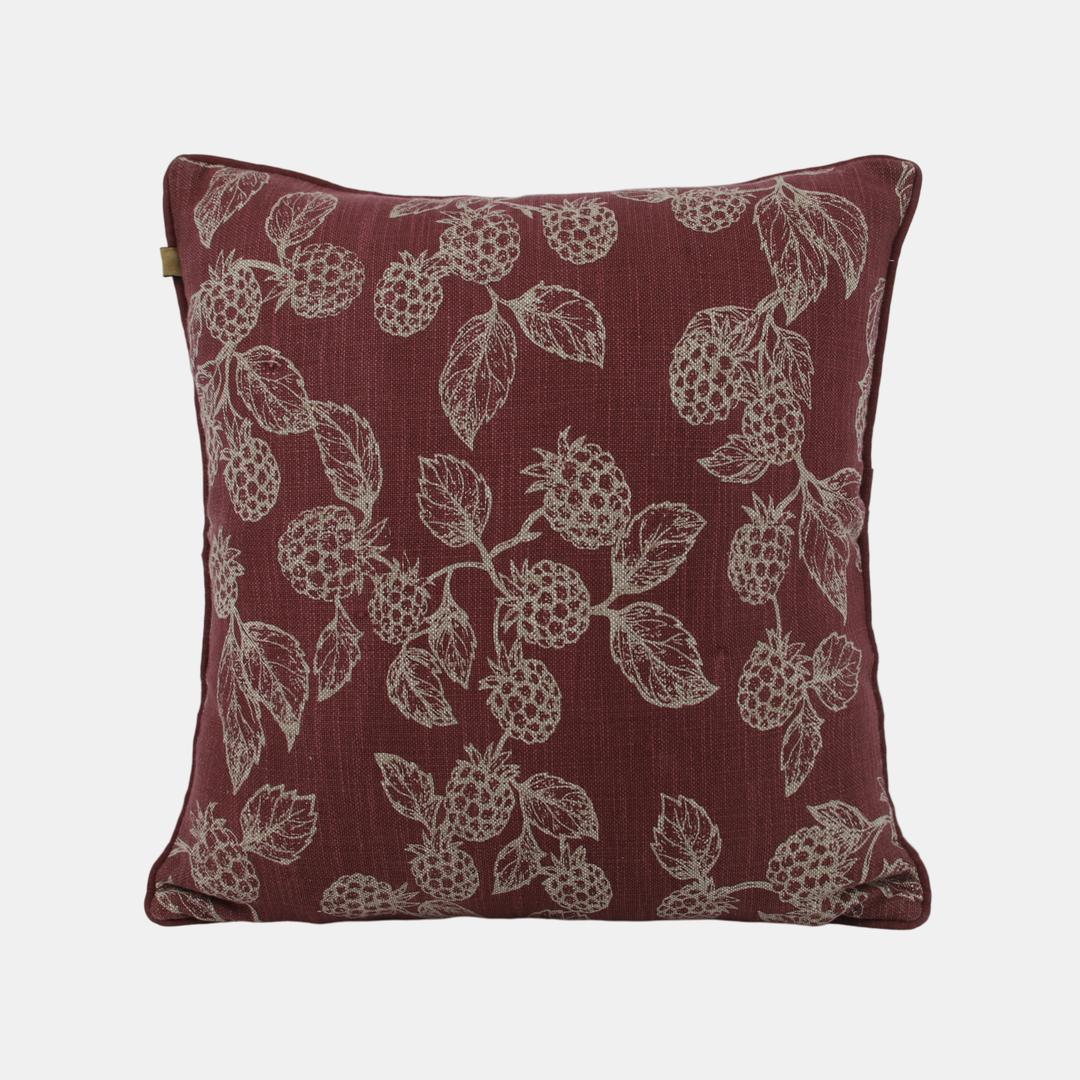 Raine & Humble | Berry Print Cushion - Red | Shut the Front Door