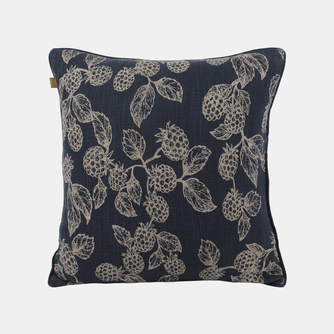 Raine & Humble | Berry Print Cushion - Blue | Shut the Front Door