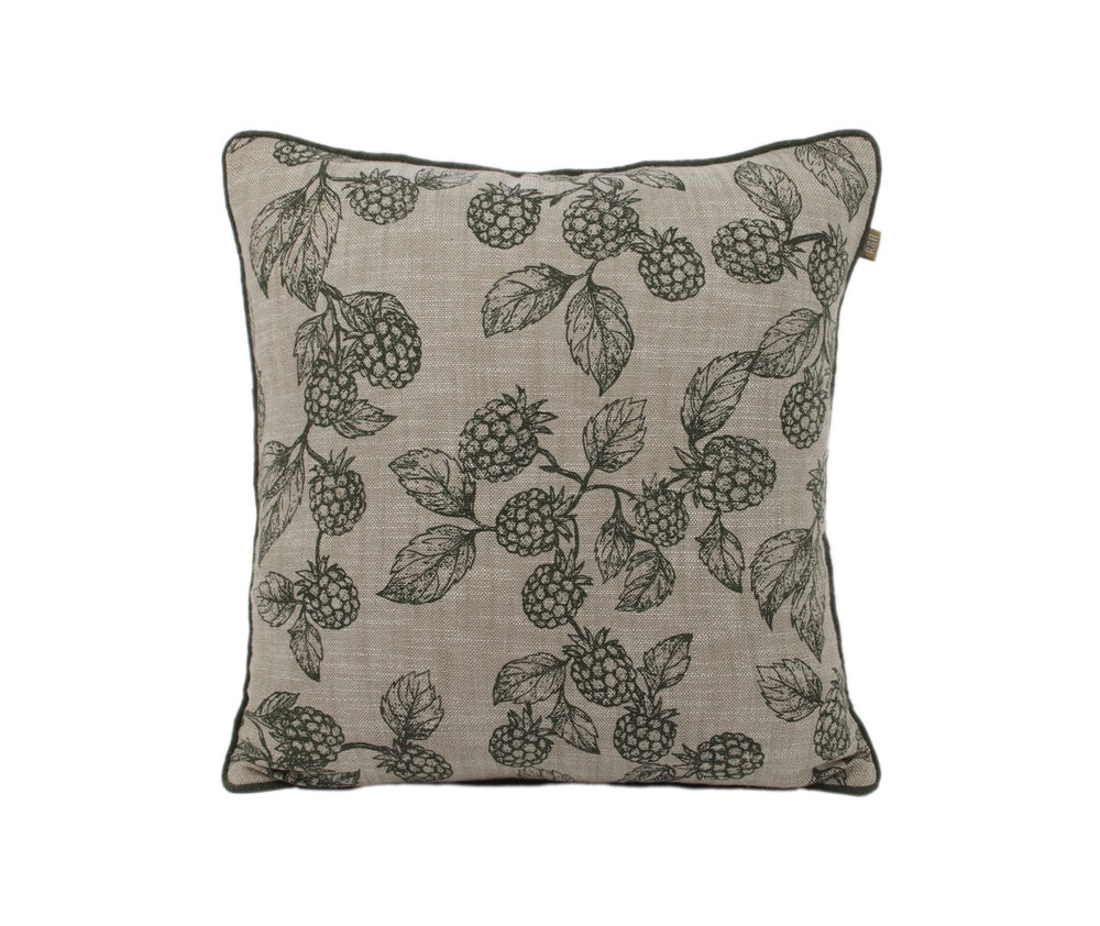 Raine & Humble | Berry Print Cushion - Olive | Shut the Front Door