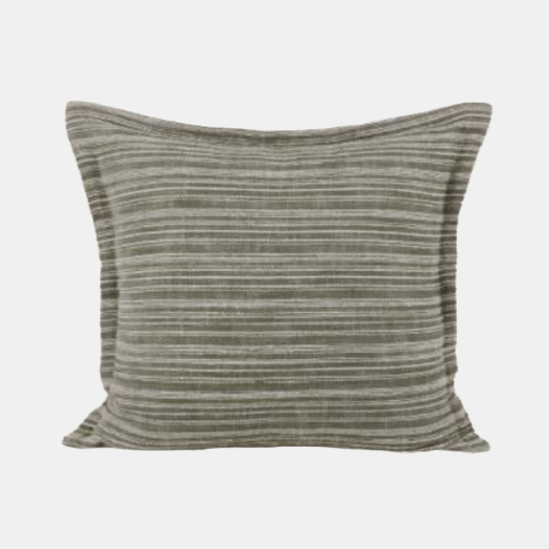 Raine & Humble | Berry Fancy Stripe Cushion - Olive | Shut the Front Door
