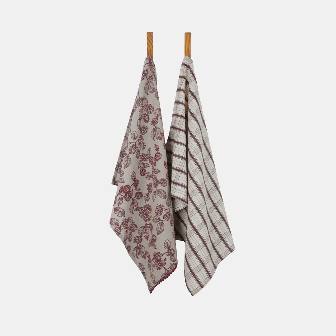 Raine & Humble | Berry Tea Towel S2 - Red | Shut the Front Door