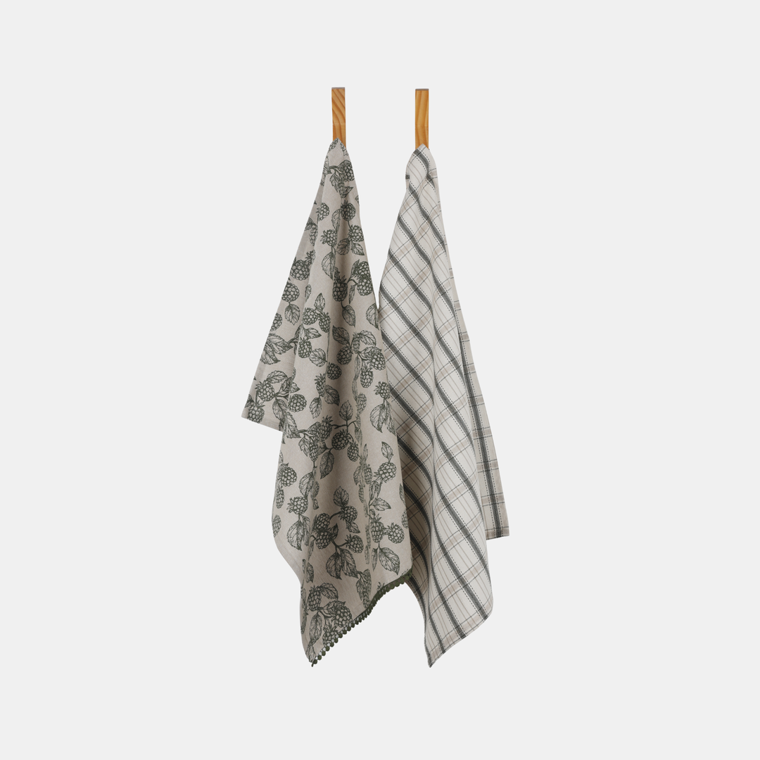 Raine & Humble | Berry Tea Towel S2 - Olive | Shut the Front Door