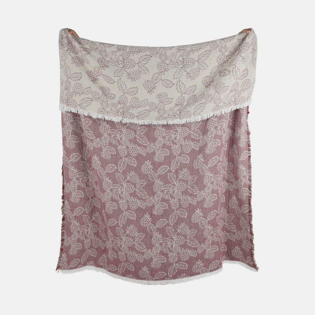 Raine & Humble | Berry Jacquard Throw - Red | Shut the Front Door