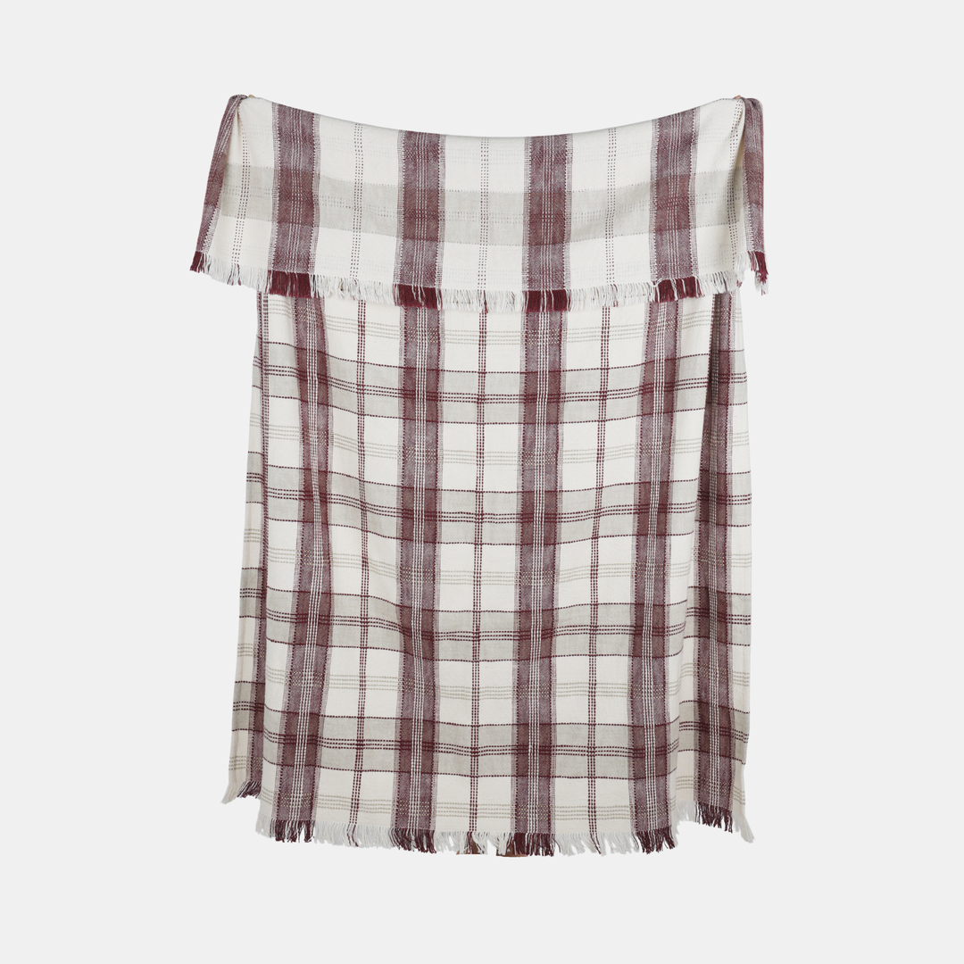 Raine & Humble | Berry Checked Textured Throw - Red | Shut the Front Door