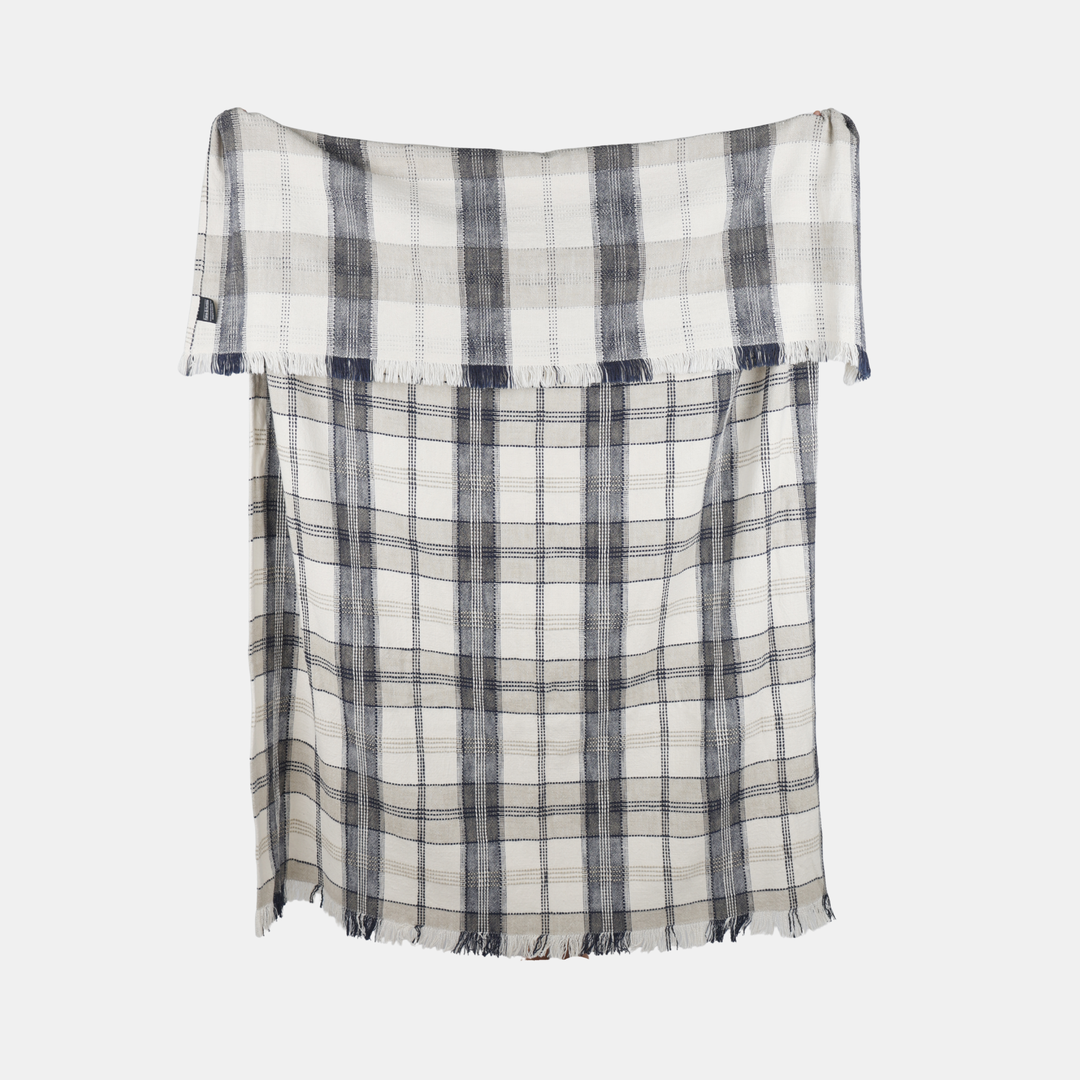 Raine & Humble | Berry Checked Textured Throw - Blue | Shut the Front Door