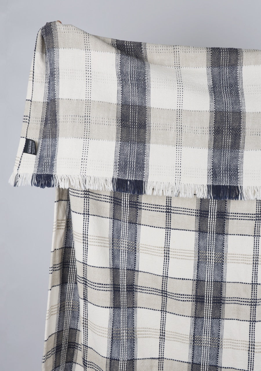 Raine & Humble | Berry Checked Textured Throw - Blue | Shut the Front Door