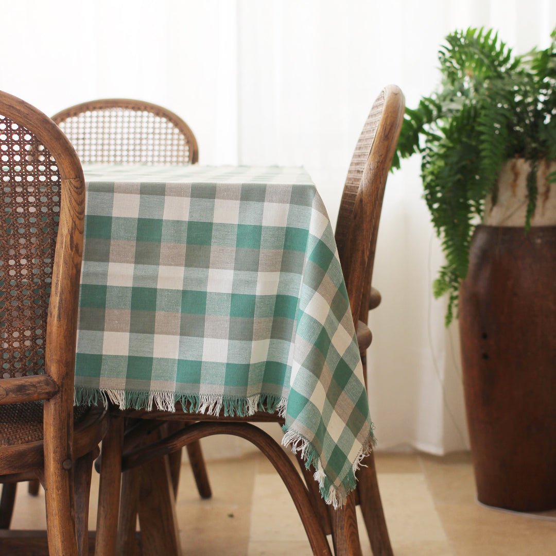 Raine & Humble | Double Check Tablecloth - Aqua Storm | Shut the Front Door