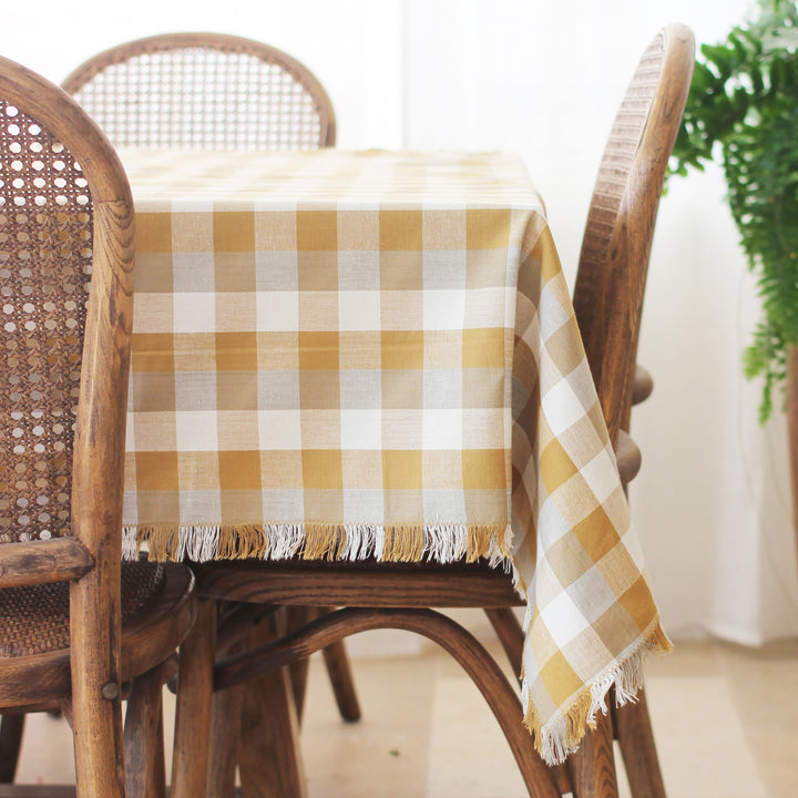 Raine & Humble | Double Check Tablecloth - Yellow Sunset | Shut the Front Door