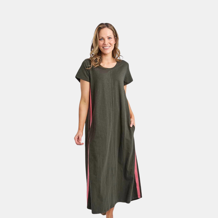 Recovery Dress - Dark Khaki/Coral