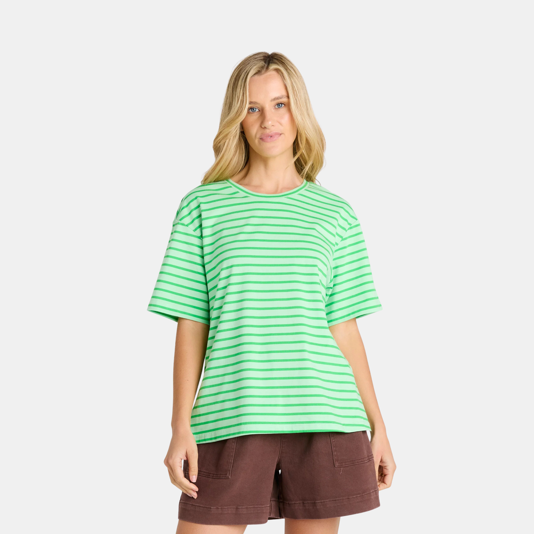 Relax Boxy Tee - Green Stripe