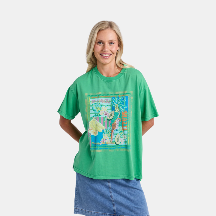 Elm Knitwear | Rio Rio Tee - Green Briar | Shut the Front Door