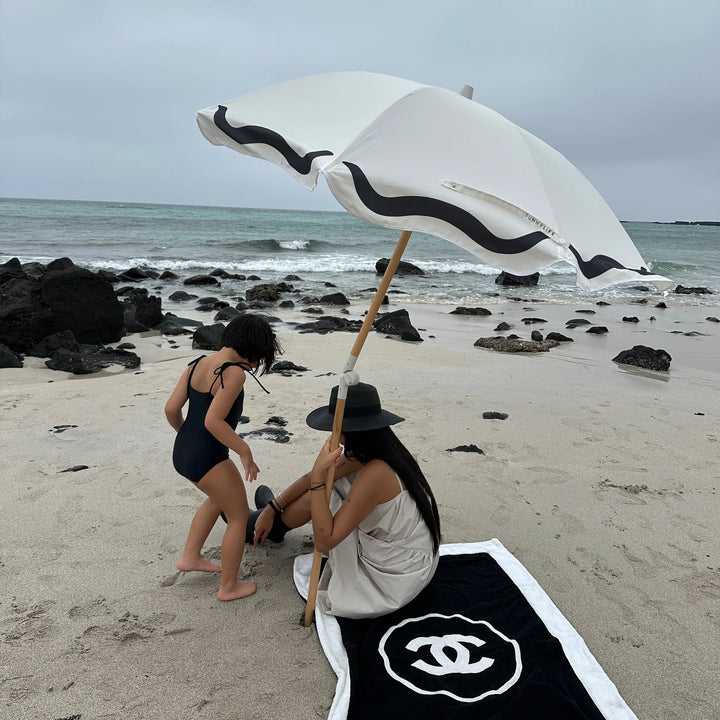 Sunnylife | Luxe Beach Umbrella Casa Marbella Vintage Black | Shut the Front Door