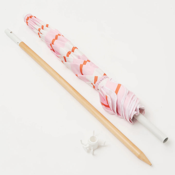 Sunnylife | Beach Umbrella Summer Stripes - Strawberry Sorbet | Shut the Front Door