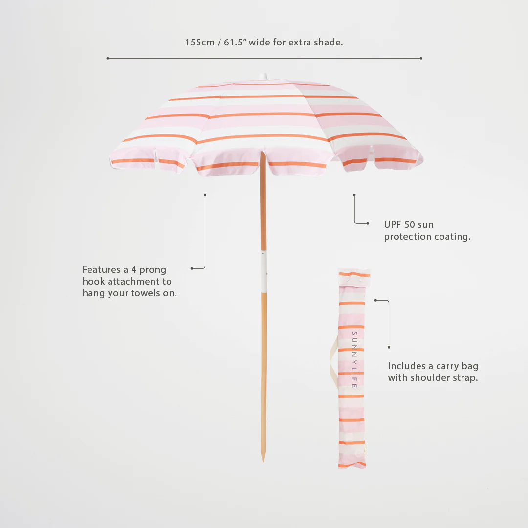 Sunnylife | Beach Umbrella Summer Stripes - Strawberry Sorbet | Shut the Front Door