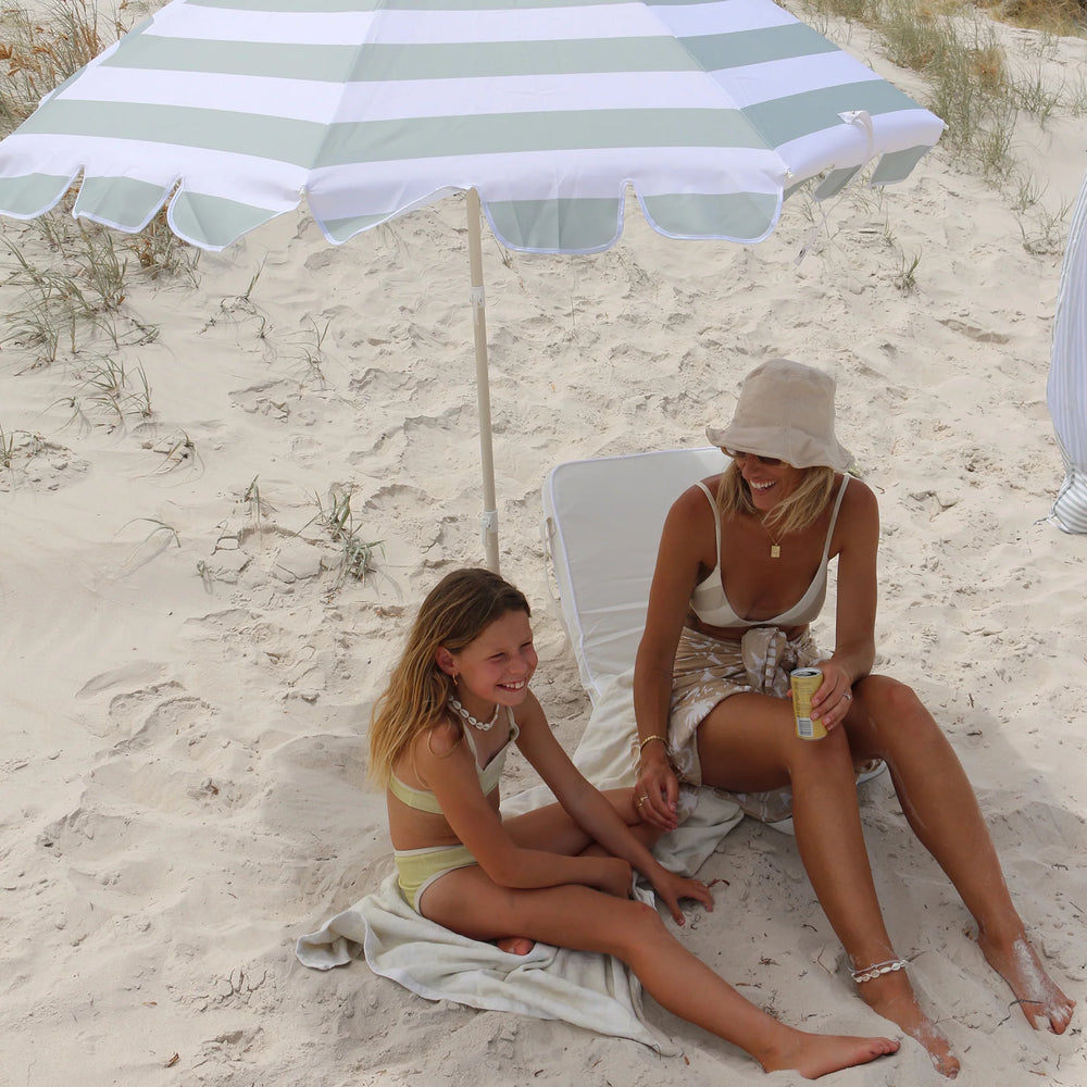 Sunnylife | Compact Beach Umbrella - Sea Sage Stripe | Shut the Front Door
