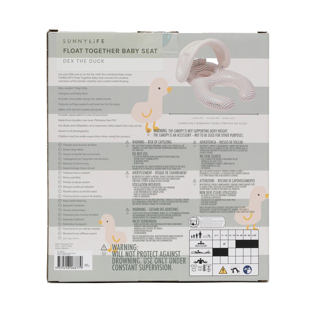 Sunnylife | Float Together Baby Seat - Duck Sage Stripe | Shut the Front Door