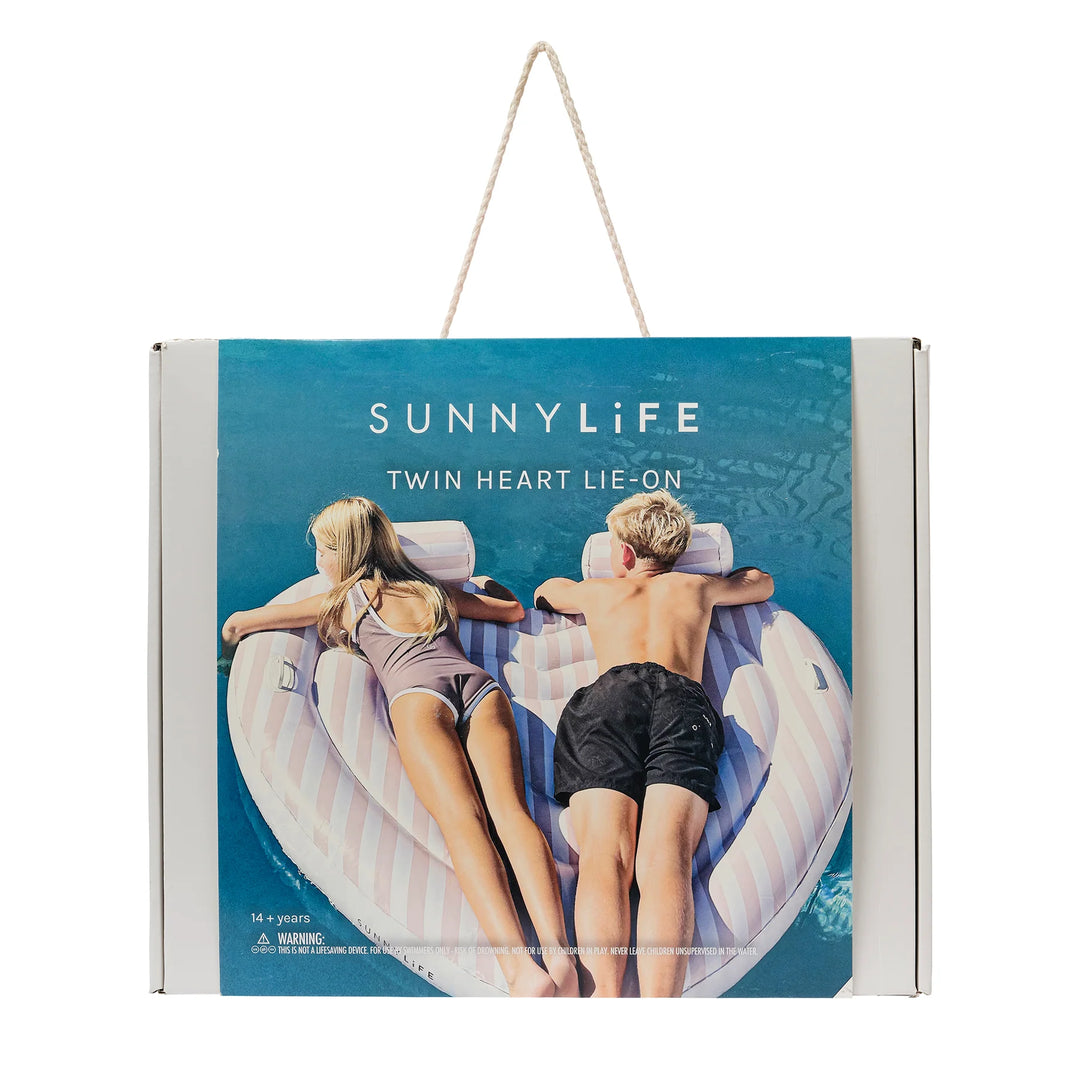 Sunnylife | Twin Heart Lie-On - Stole My Heart Pink Stripe | Shut the Front Door