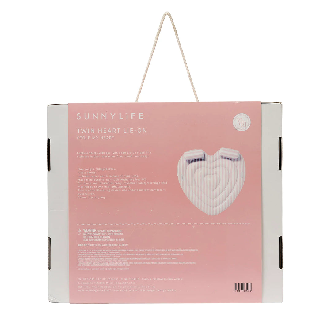Sunnylife | Twin Heart Lie-On - Stole My Heart Pink Stripe | Shut the Front Door