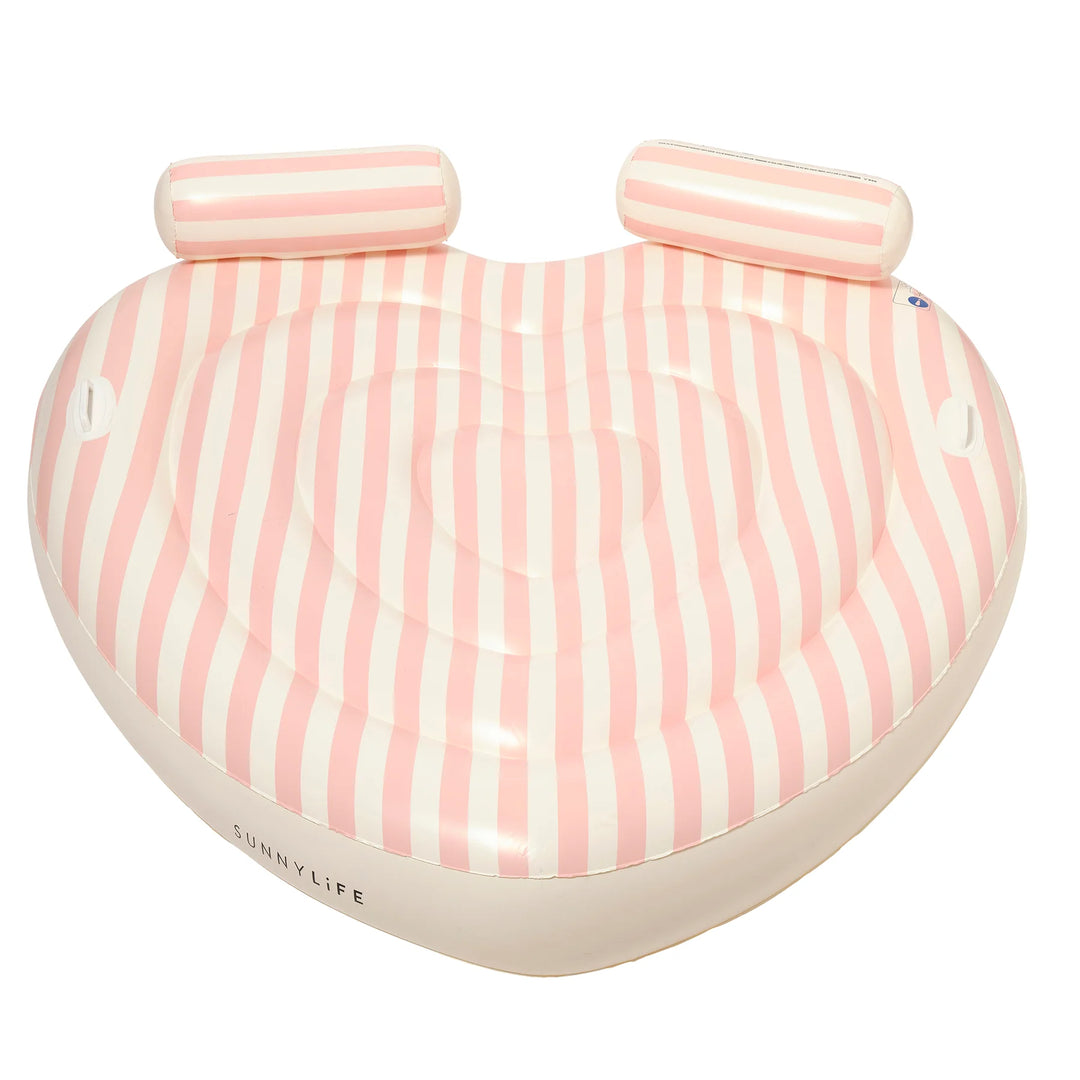 Sunnylife | Twin Heart Lie-On - Stole My Heart Pink Stripe | Shut the Front Door