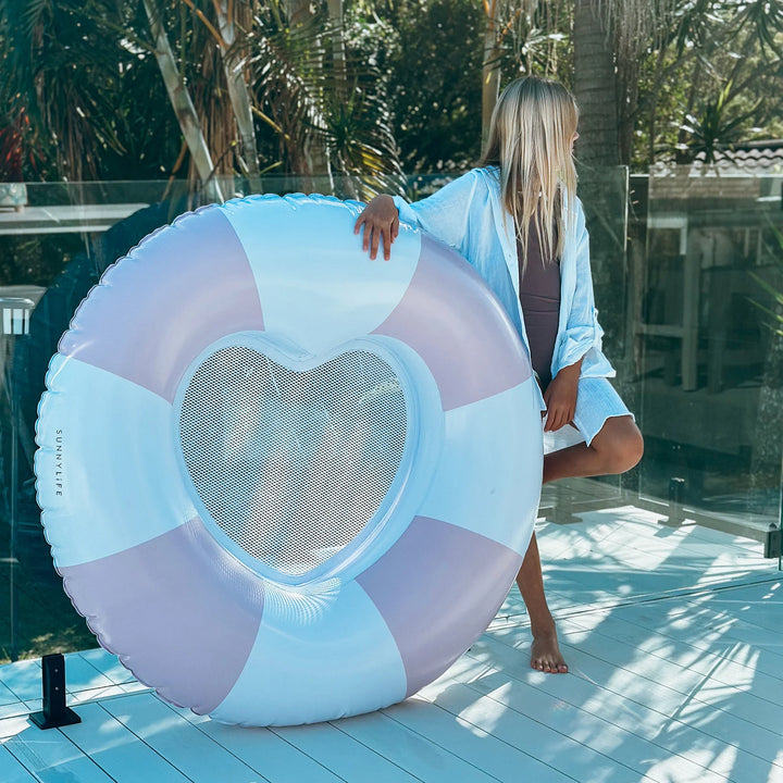 Sunnylife | Luxe Tube Pool Ring - Stole My Heart Pink Stripe | Shut the Front Door