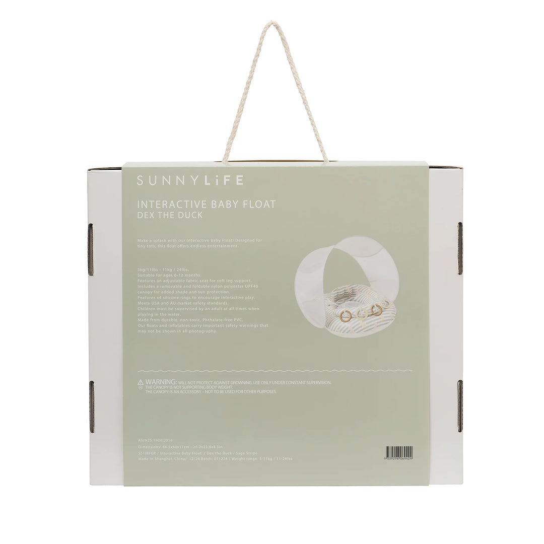 Sunnylife | Interactive Baby Float - Duck Sage Stripe | Shut the Front Door