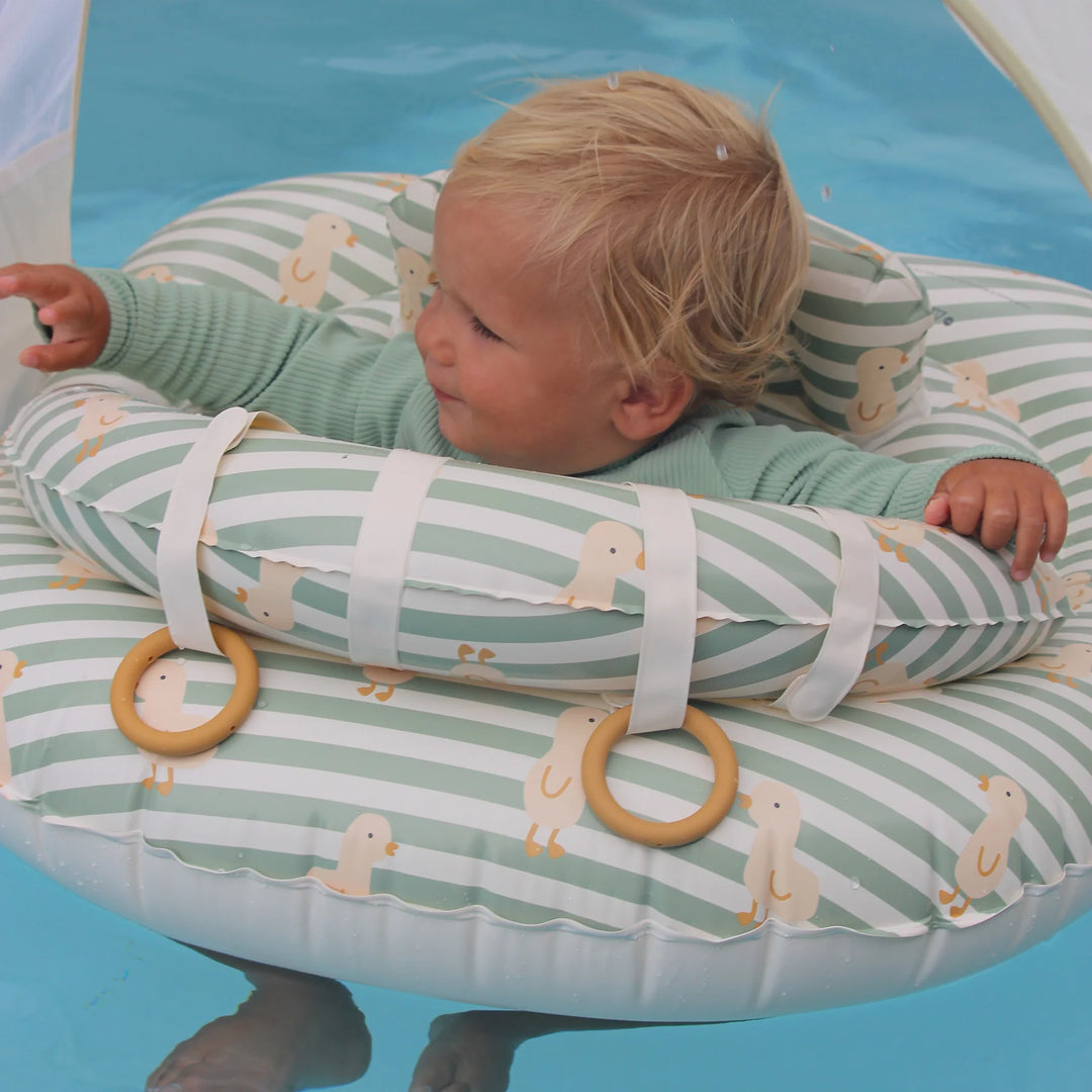 Sunnylife | Interactive Baby Float - Duck Sage Stripe | Shut the Front Door