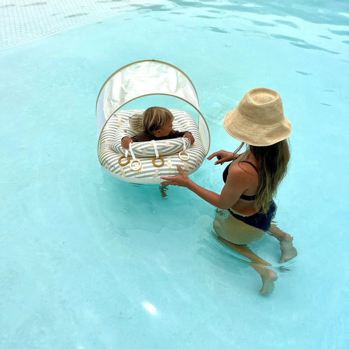Sunnylife | Interactive Baby Float - Duck Sage Stripe | Shut the Front Door