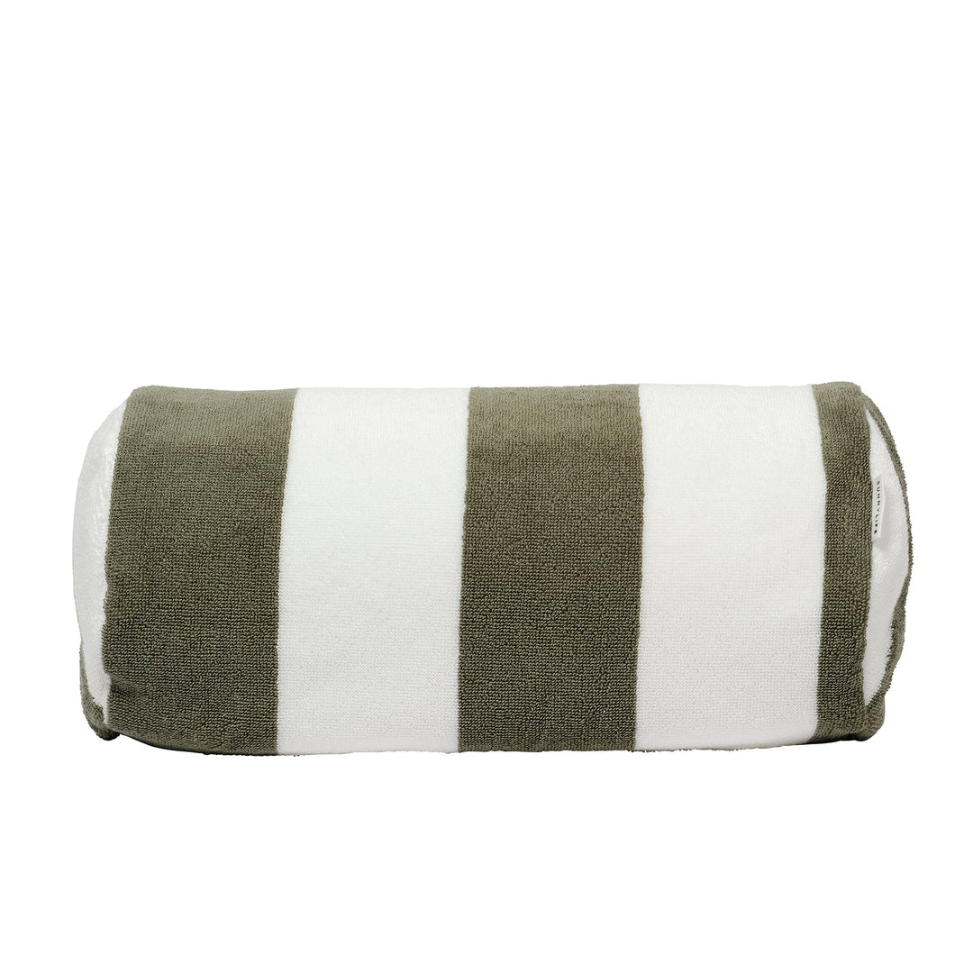 Sunnylife | Inflatable Beach Pillow - The Vacay Olive Stripe | Shut the Front Door